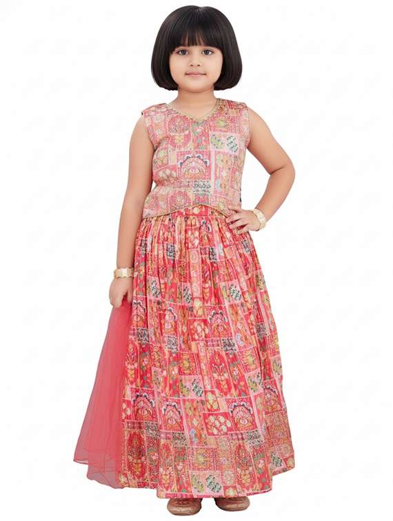 girls printed lehenga choli with dupatta set