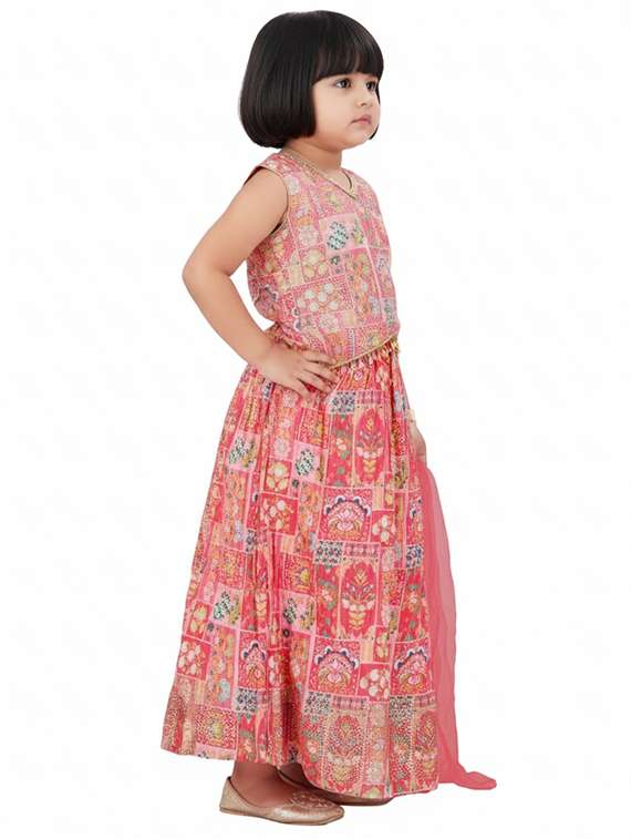girls printed lehenga choli with dupatta set - 22280124 -  Standard Image - 3