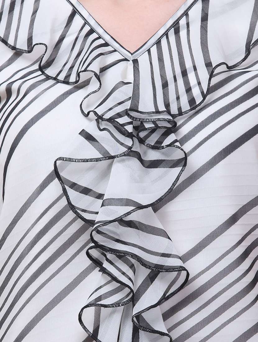 women striped bell sleeve ruffle top - 22280126 -  Standard Image - 5