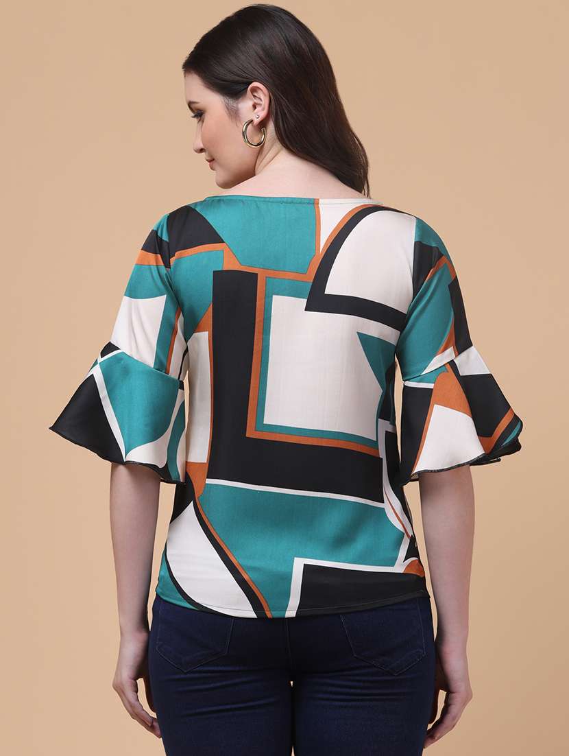women color blocked bell sleeve regular top - 22280127 -  Standard Image - 3