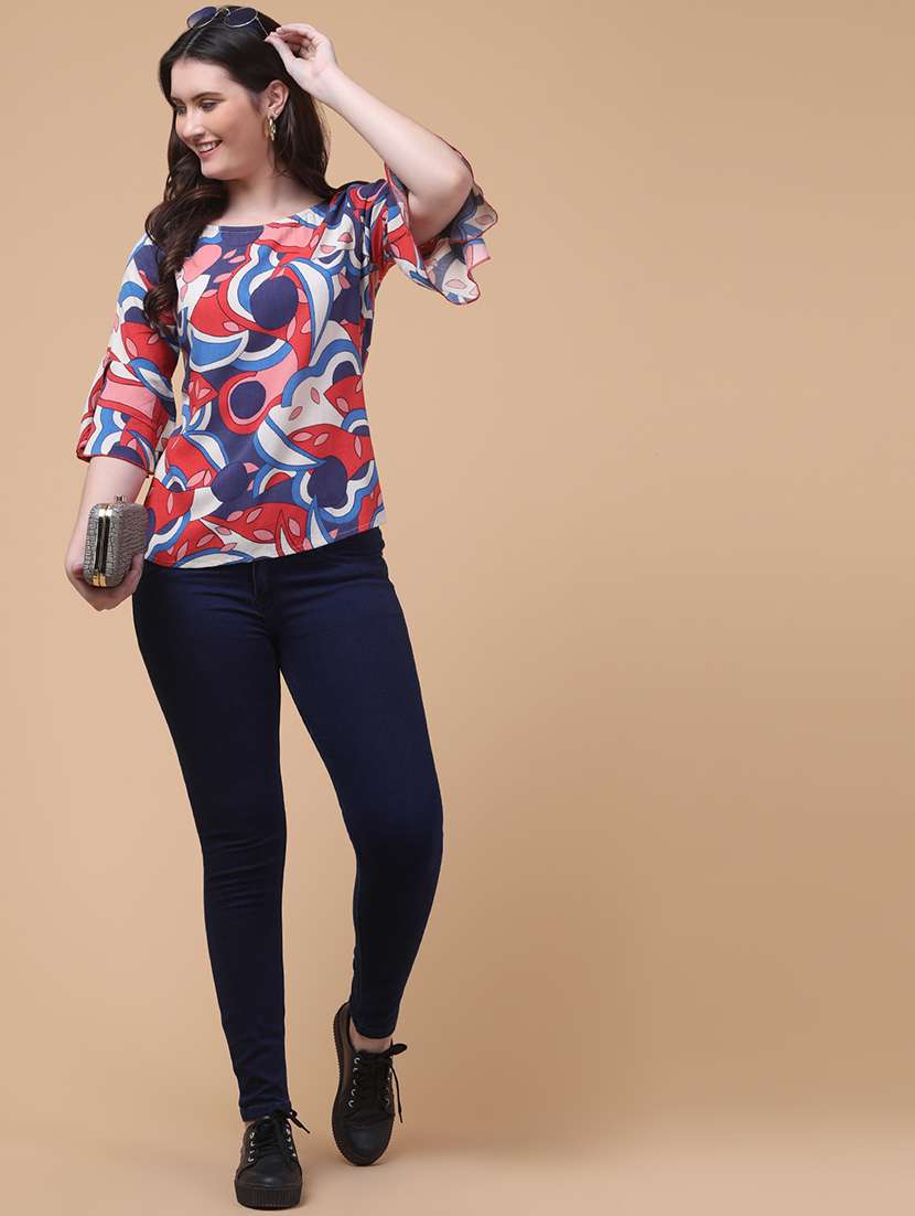 women printed bell sleeve regular top - 22280128 -  Standard Image - 3