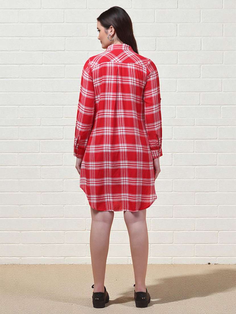 women checkered collared long sleeve shirt dress - 22280133 -  Standard Image - 3