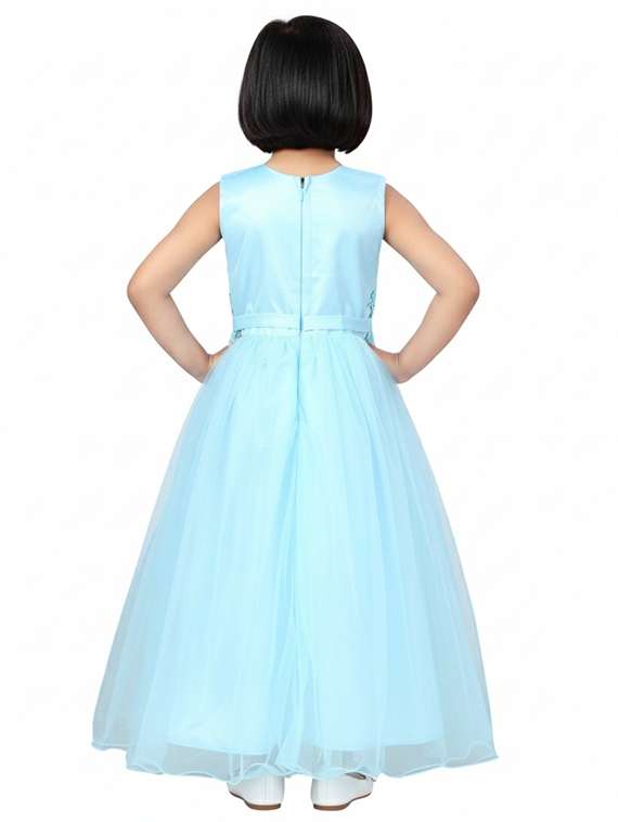 kids solid with work round neck dress - 22280164 -  Standard Image - 3