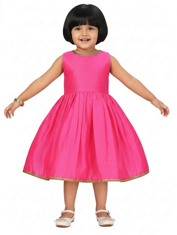 kids solid round neck dress