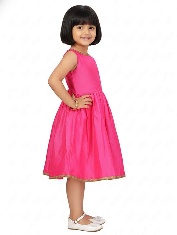 kids solid round neck dress - 22280177 -  Standard Image - 3