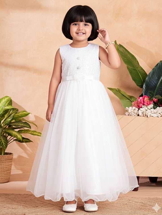 kids solid round neck dress