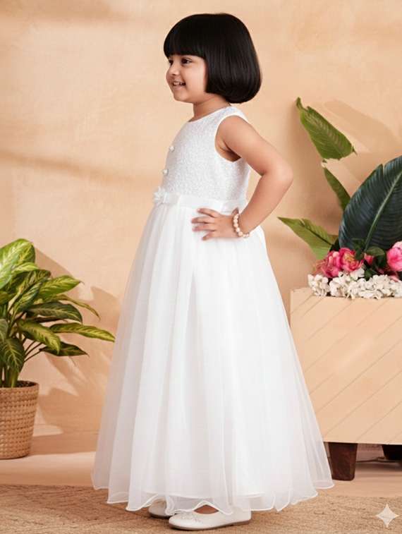 kids solid round neck dress - 22280178 -  Standard Image - 3