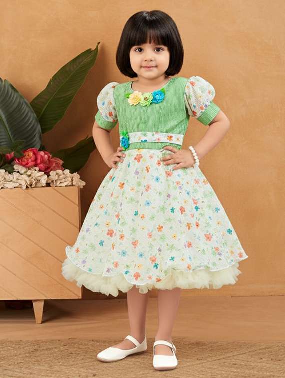 kids floral round neck dress