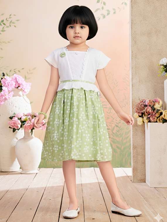 kids floral square neck dress