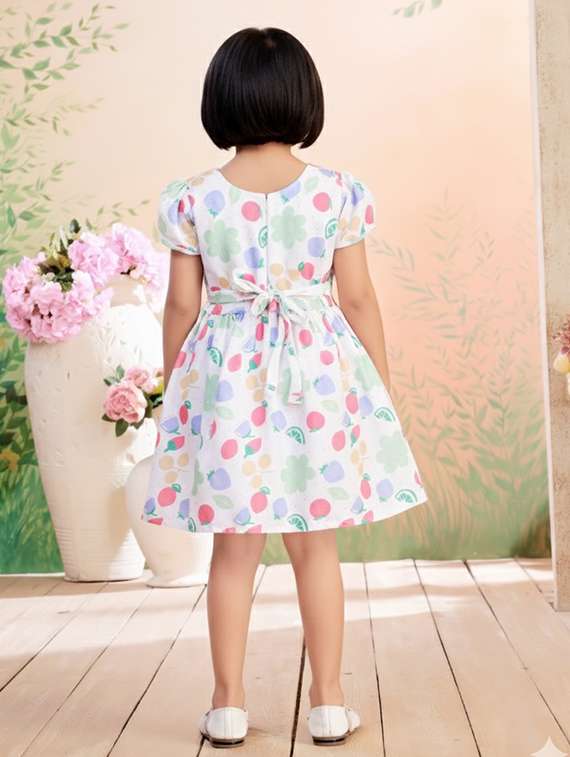 girls printed short sleeve fit & flare dress - 22280191 -  Standard Image - 3
