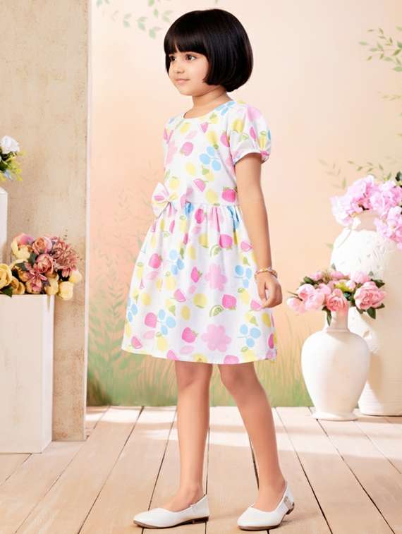 girls printed short sleeve fit & flare dress - 22280193 -  Standard Image - 3
