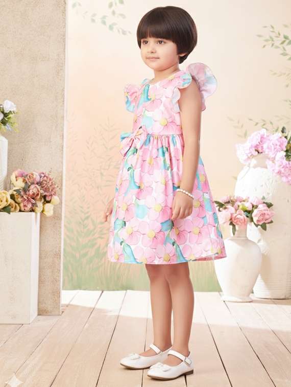 girls printed short sleeve fit & flare dress - 22280196 -  Standard Image - 3