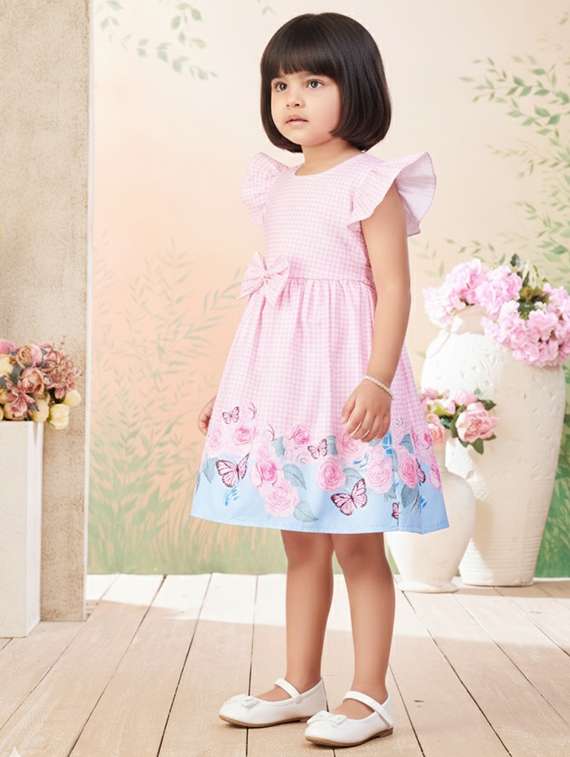 girls printed short sleeve fit & flare dress - 22280199 -  Standard Image - 3