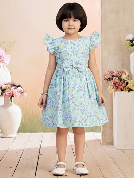 girls printed short sleeve fit & flare dress