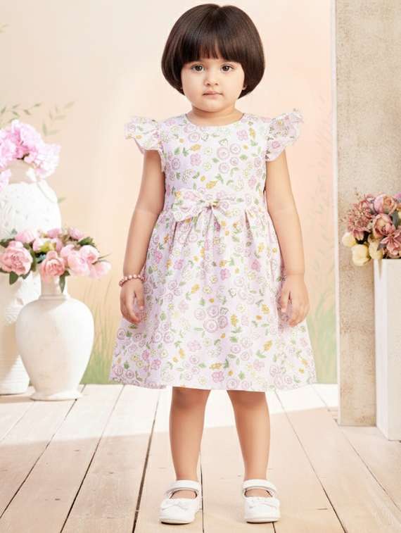 girls printed short sleeve fit & flare dress