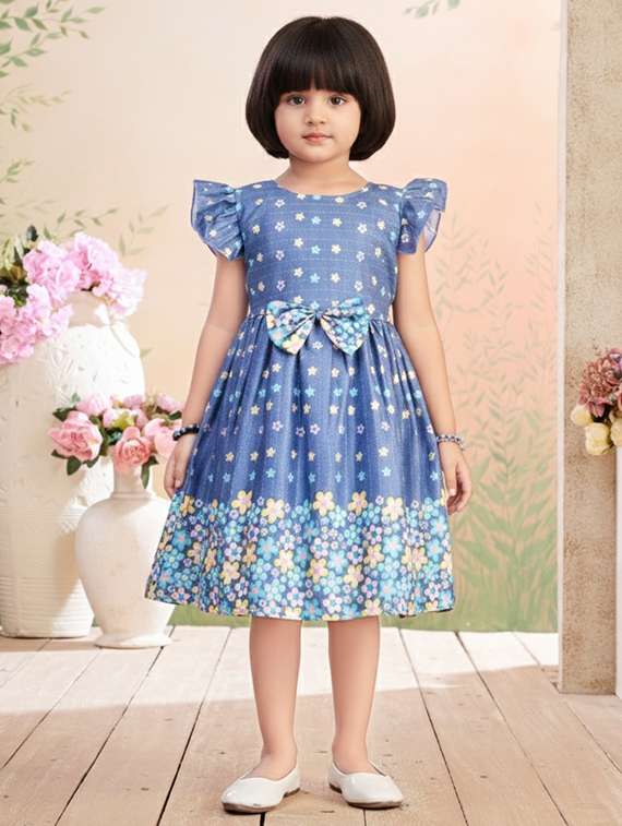 kids floral printed round neck dress