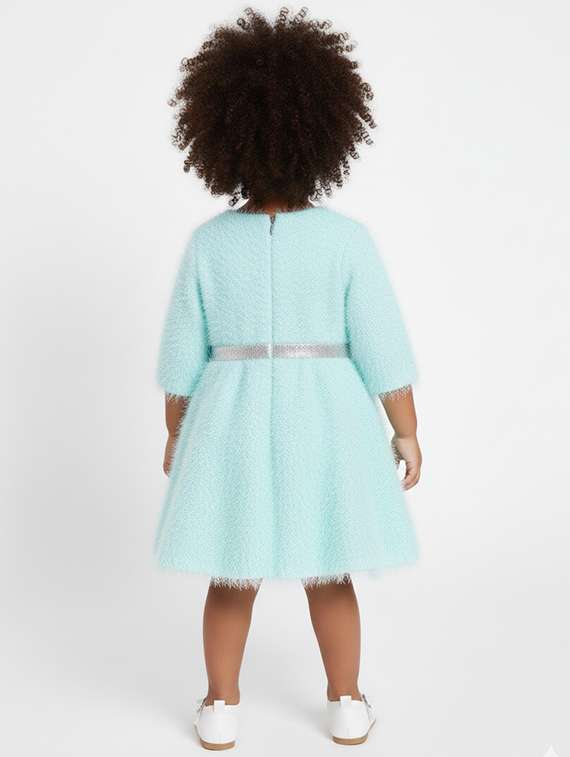 girls self designed round neck fit & flare dress - 22280214 -  Standard Image - 3