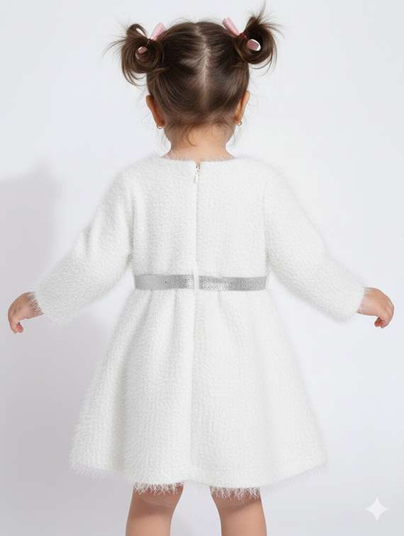 girls self designed round neck fit & flare dress - 22280216 -  Standard Image - 3