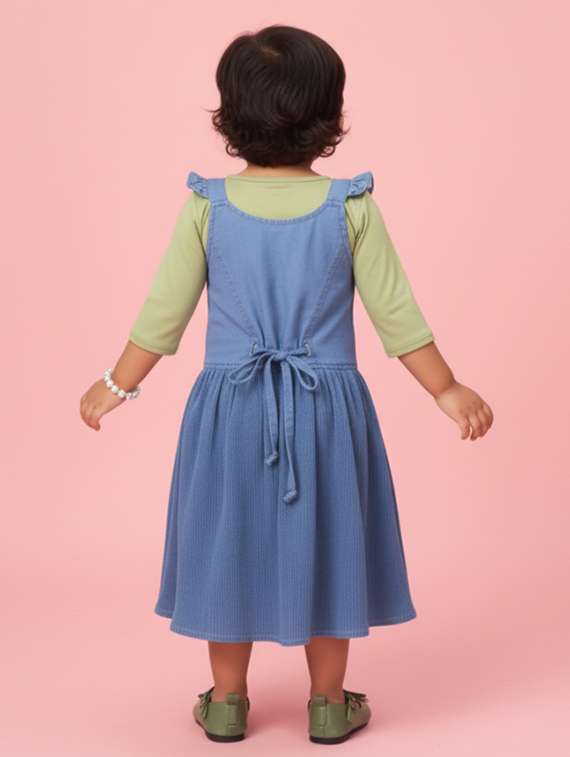 girls solid sleeveless denim a-line dress - 22280221 -  Standard Image - 3