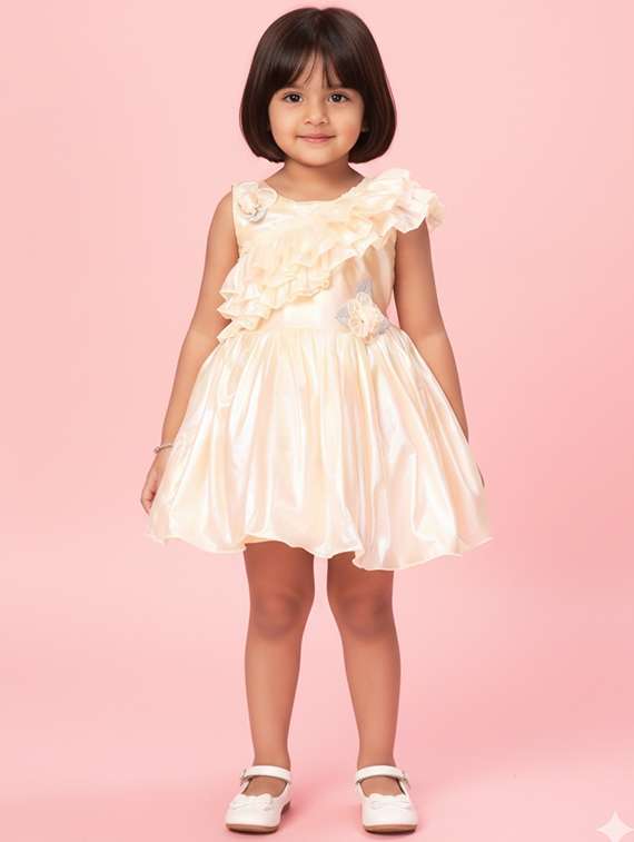 girls solid sleeveless fit & flare dress