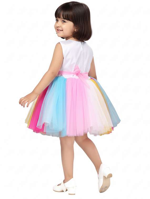 girls self designed sleeveless fit & flare dress - 22280235 -  Standard Image - 3