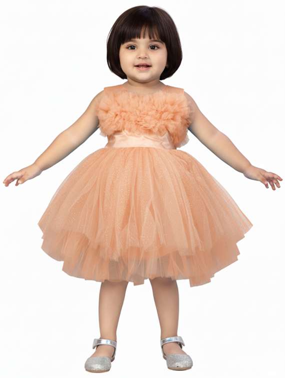 kids solid round neck dress