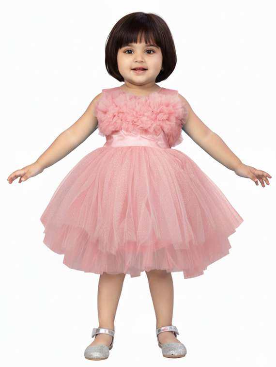 kids solid round neck dress