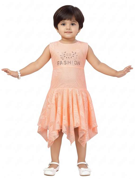 kids self design round neck dress