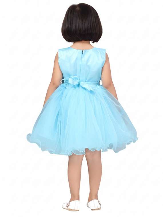 kids solid with work round neck dress - 22280258 -  Standard Image - 3