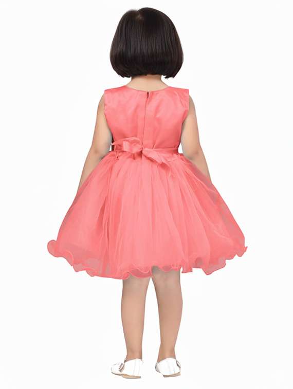 kids solid with work round neck dress - 22280259 -  Standard Image - 3