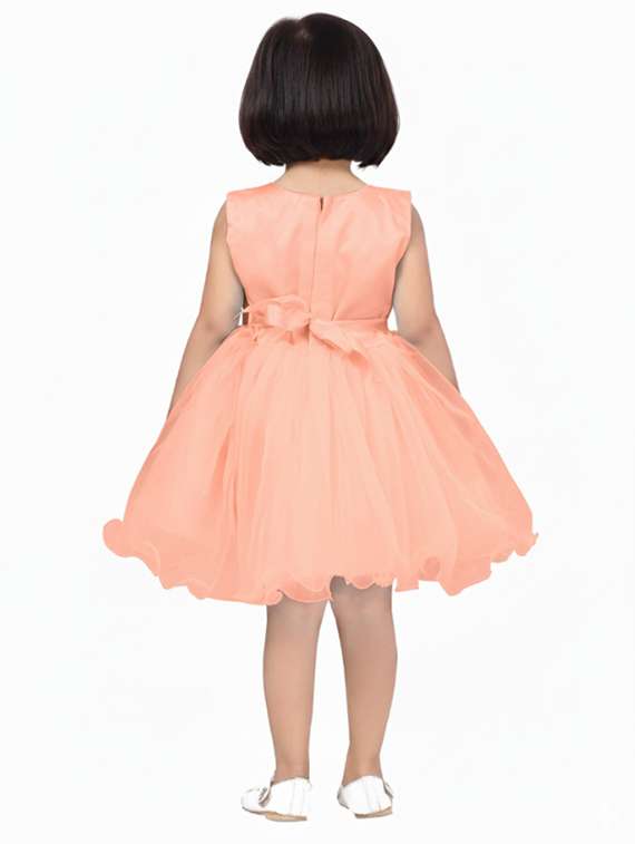 kids solid with work round neck dress - 22280260 -  Standard Image - 3