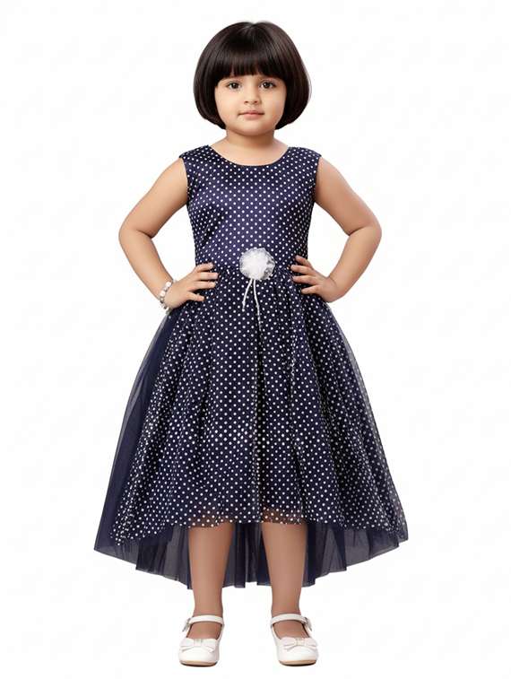 girls polka doted sleeveless high low dress