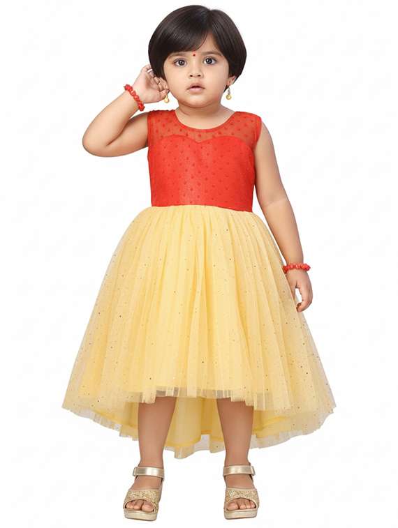 girls self designed sleeveless high low dress