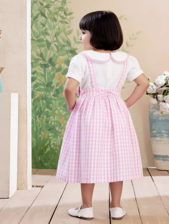 girls checkered round neck dress - 22280272 -  Standard Image - 3