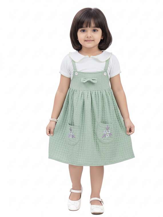 girl solid short sleeve fit & flare dress