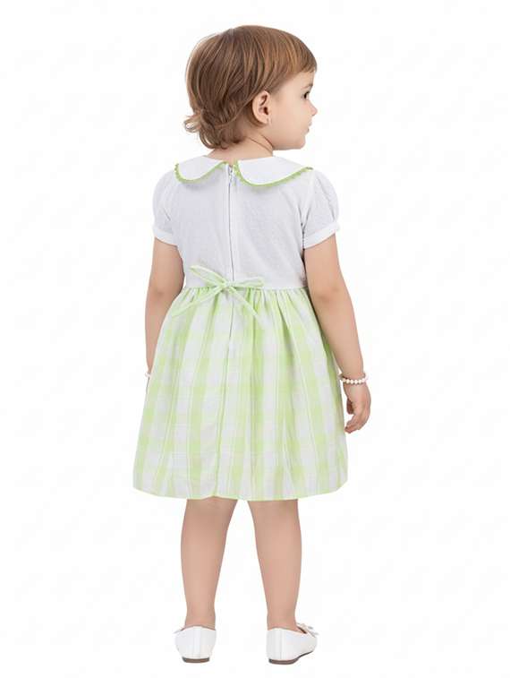 girls checkered puff sleeve fit & flare dress - 22280276 -  Standard Image - 3