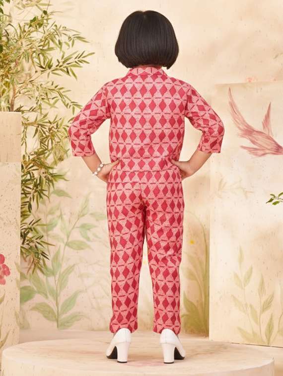 girls printed shirt & trouser co-ord set - 22280286 -  Standard Image - 3