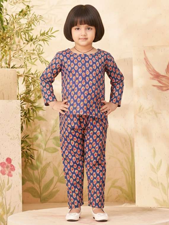 girls printed top & trouser co-ord set