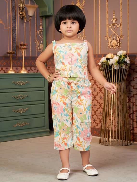 girls printed top & trouser co-ord set