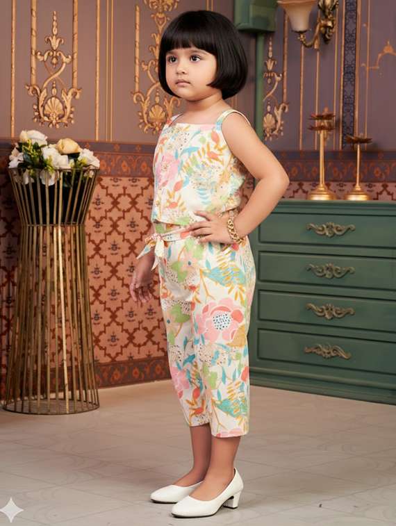 girls printed top & trouser co-ord set - 22280291 -  Standard Image - 3