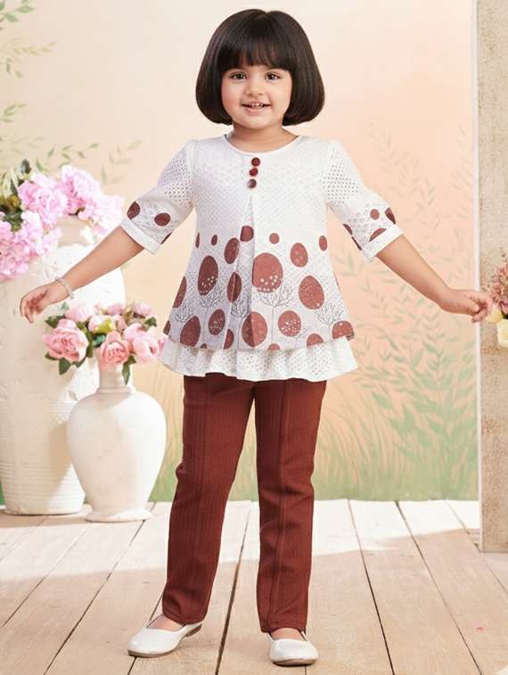 girls printed top & trouser co-ord set