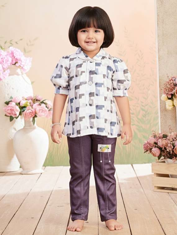girls printed top & trouser co-ord set