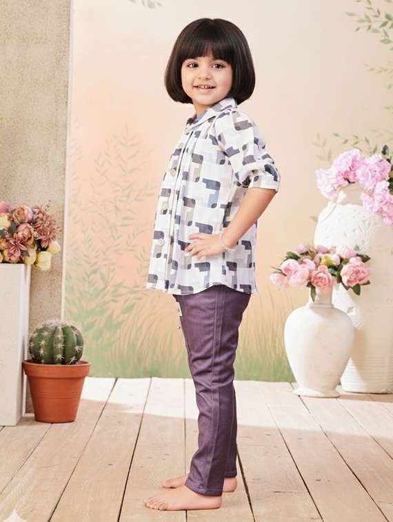 girls printed top & trouser co-ord set - 22280301 -  Standard Image - 3