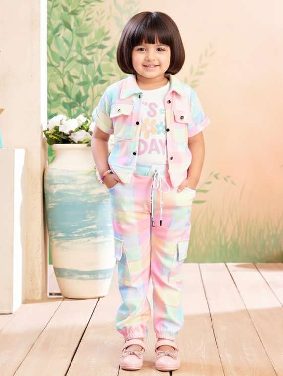 girls printed top & trouser co-ord set