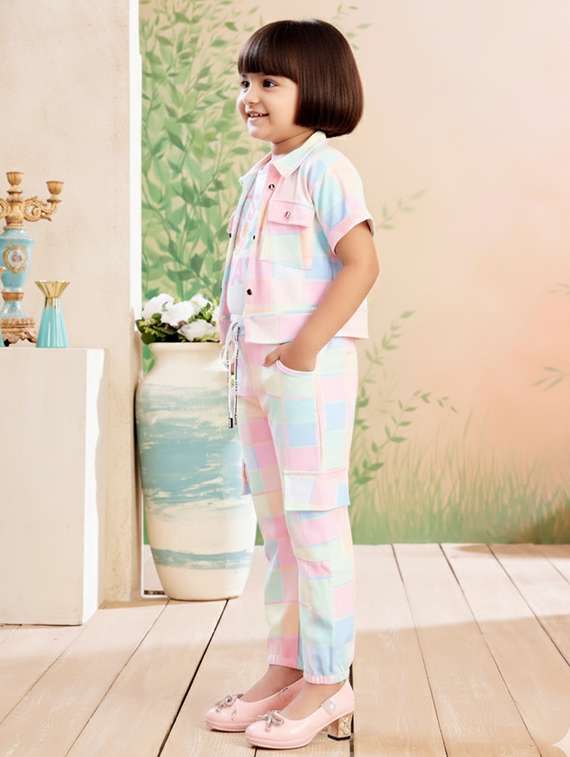 girls printed top & trouser co-ord set - 22280311 -  Standard Image - 3