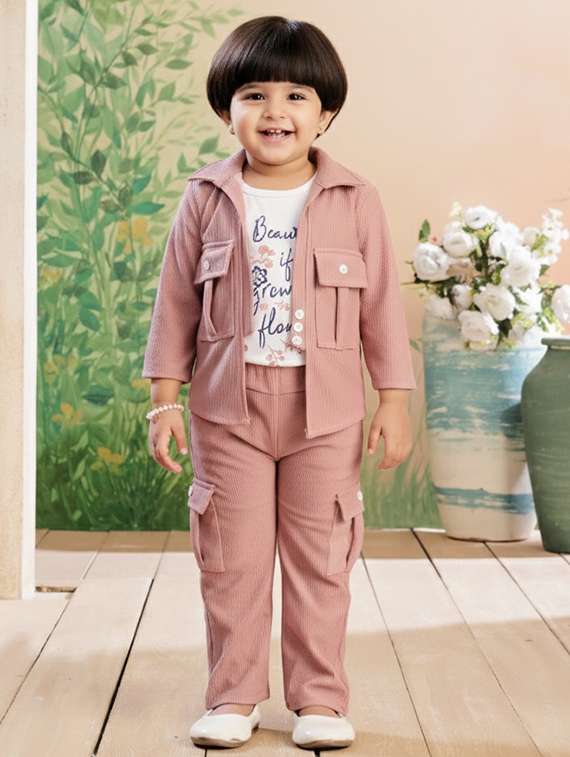 girls printed top and trouser co-ord set