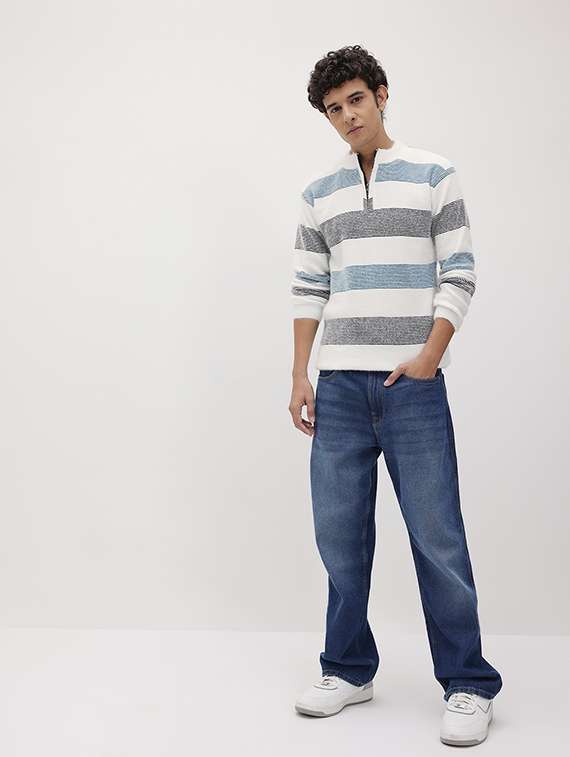 men striped long sleeve regular fit pullover  - 22280337 -  Standard Image - 3