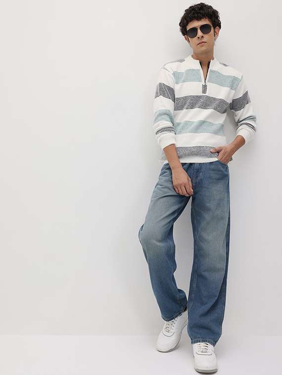 men striped long sleeve regular fit pullover  - 22280339 -  Standard Image - 3