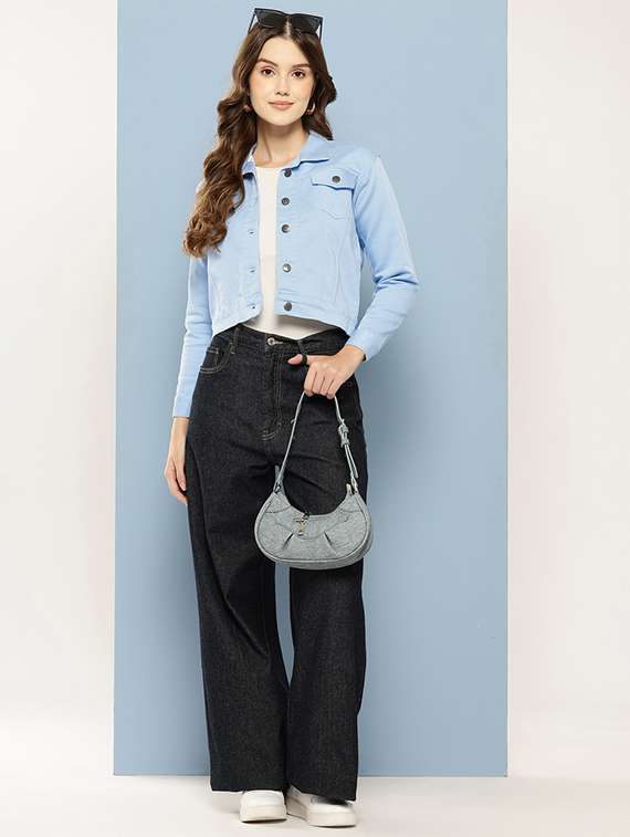 women solid long sleeve denim jacket - 22280350 -  Standard Image - 5