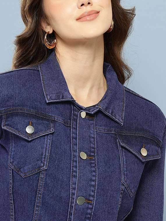women solid long sleeve denim jacket - 22280352 -  Standard Image - 3